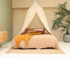 Cream Beige Bed Canopy for Queen and King-Sized Beds | Bedroom Decoration for Teens or Adults | Conical Shape Insect Netting | Mosquito Net in Multiple Colors and Sizes