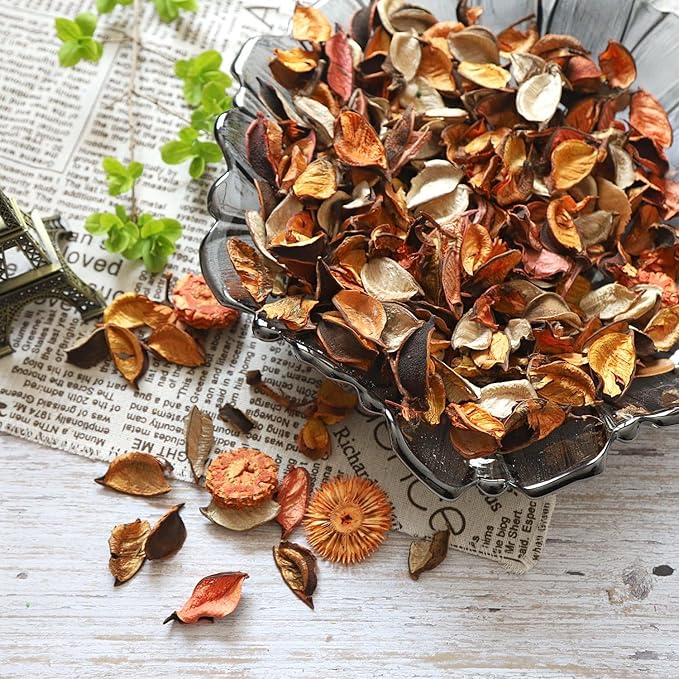 Qingbei Rina Potpourri Bags,Orange Scented Potpourri Dried Flowers, Decorative Bowl Vase Filler,Home Fragrance, Bathroom Decor,8.4oz(Citrus)