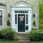 Circular Surname Front Door Welcome Sign - 26 Letter House Wreath, Front Porch Decorations, Year-Round Home Decor (R)