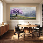 FUHAIHUA Large Wood Framed Wall Decor For Living Room Canvas Wall Art For Office Modern Wall Decorations For Bedroom Purple Tree Painting Farmhouse Pictures Artwork Room Home Decor 24x48 In