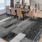 FlyDOIT Modern Geometric Patchwork Area Rug, 4x6 Grey Large Rugs for Living Room, Rockwood Collection Indoor Rugs for Bedroom, Throw Carpet Floor Decor for Entryway Dining Room Office Nursery