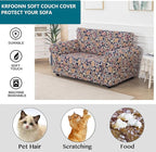 KRFOONN 3 Piece Printed Couch Cover for 2 Cushion Couch Stretch Sofa Loveseat Slipcover with 2 Separate Seat Cushion Covers Furniture Protector with Elastic Bottom for Living Room (Loveseat, 62)