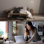 O'Bright Cedric Adjustable Pharmacy Floor Lamp - Industrial Design for Reading, Crafting, Work - 10W LED, Height 45-61 inches - Ideal for Living Room, Bedside, Office - Antique Brass (Gold)