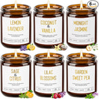 Candles for Home Scented - 6 Pack 42oz Soy Candles with Lavender, Coconut, Jasmine, Sage, Lilac Blossoms, Sweet Pea, 300 Hour Long Lasting Aromatherapy Candles Gift Set for Women, Christmas, Holiday