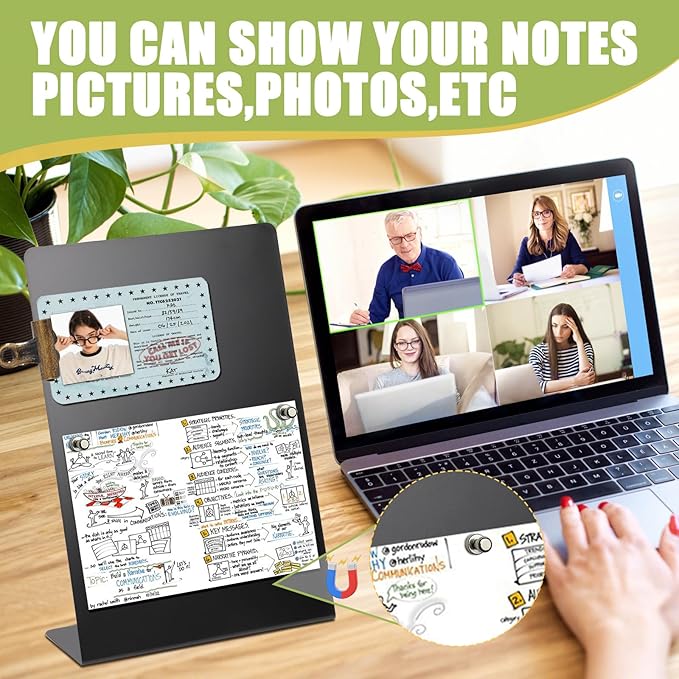 Magnetic Display Board - Desktop Metal Memo Board for Notes & Photos, 11x9.8 Inch Small Black Magnetic Bulletin Board, Includes Clips for Office, Room Decor (9.8 * 13.7inch, Count, 3)