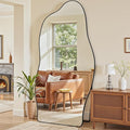 Antok Full Length Mirror, 76"x36" Floor Mirror with Stand, Standing Hanging Leaning Irregular Mirrors for Bedroom Living Room Entryway, Cloud Shaped, Black