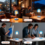 Nordic Bedside Lamp, LED Rechargeable Small Table Lamp with 3CCT & Stepless Dimming, Battery Powered Small Table Light for Bedroom Desk and Decor (Sky Blue)
