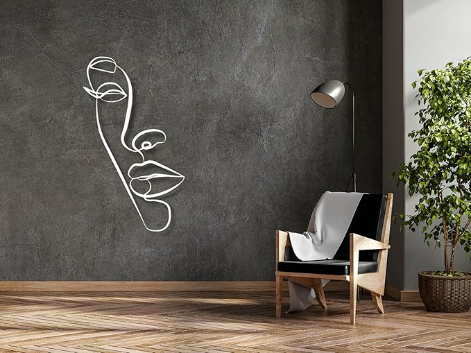 Vailla Wall Art Decor Minimalist Abstract Woman Face Wall Decoration Wooden Modern 3D Sculptures Line Drawing Wall Art Decor Female Single Line Home Hanging for Bedroom Kitchen Bathroom Living Room