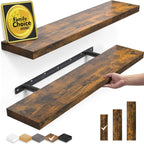 Rustic Wood Floating Shelves Set of 2 – 22.5" Wall Mounted Storage & Decor