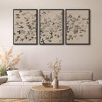 MUDECOR Framed Wall Art Print Set Minimalist Subtle Birds in Motion Illustrations Modern Art Boho Decorative Colorful Chic for Living Room, Bedroom, Office - 24"x36"x3 Black