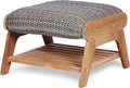 Cambridge Casual Auburn Teak Outdoor Ottoman, All Weather Padded Woven Seat