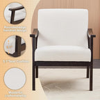 KEIKI Mid-Century Modern Accent Chair with Solid Wood Frame, Tech Fabric Armchair with Supportive Cushioned Back
