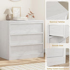 GarveeHome 3 Drawer Dresser for Bedroom, White Nightstand 3 Chest of Drawers with Large Storage, Small Modern Bedside End Table for Living Room, Nursery, Entryway