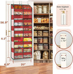 Christmas Over The Door Organizer 5 Tiers, Extra Large Behind Door Storage of 10 Compartments, 80 lbs Weight Capacity Hanging Storage Organizer with Clear Window Kids Toys, Shoes, Diapers, Red