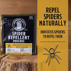Grandpa Gus's Natural Spider Repellent Pouches, Spider Deterrent with Peppermint and Lemongrass Oil, Indoor Pest Control for Closet, Basement, Cabin, Shed, RV & Garage, 8.8 oz Each (10 Pouches)