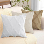 decorUhome Spring Throw Pillow Covers 18x18 Inch Set of 2, Soft Plush Faux Fur Wool Khaki Couch Pillow Covers, Decorative Neutral Pillow Cases for Bed Sofa Living Room Home Decor