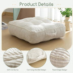 6" Washable Floor Pillow Cushion for Adults, Meditation Cushion Pillow, Large Square Floor Sitting, Removable Tufted Corduroy Cover, for Tatami Living Room or Yoga, 22x22 Inch, Machine Washable