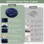 HIGOGOGO Washable Floor Pillow Cushion for Adults, Meditation Cushion Pillow, Large Round Floor Sitting, Removable Tufted Corduroy Cover, for Tatami Living Room or Yoga, 22x22 Inch, Machine Washable