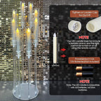8 Arms Acrylic Candelabra Centerpieces for Wedding Table Decorations,38.5'' Tall Clear Candlesticks Holder with Acrylic Shade for Valentine's Day Dinner Party Fireplace Gift,with LED Candles