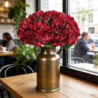 Kimura's Cabin 6Pcs Burgundy Fake Hydrangea Flowers Artificial Silk Hydrangeas Flowers with Stems Hydrangea Bouquets for Home Wedding Baby Shower Birthday Party Decoration （Dark Red）