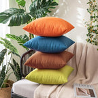 MIULEE Pack of 2 Decorative Outdoor Solid Waterproof Throw Pillow Covers Faux Linen Garden Farmhouse Cushion Cases for Summer Patio Tent Balcony Couch Sofa 16x16 Inch Orange