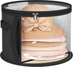 AOODA Oversized Clear Hat Storage Bag for Women, Holds up to 7 Caps Cowboy Hat Organizer for Closet, Wide Brims Hat Case with Carrying Handles (Black)