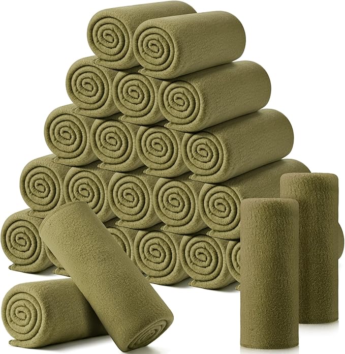 Shimeyao 24 Packs Fleece Throw Blanket Soft Warm Lightweight Fleece Blanket Cozy Throw Bulk for Home Bed Couch Sofa Office Wedding Gifts Suitable for Seasons, 50 x 60 Inches (Olive Gray Brown)