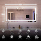 ISKM 60'' x 28'' LED Mirror for Bathroom Lighted Vanity Mirror for Wall Front Lights + Backlit LED Bathroom Mirror Anti-Fog Tempered Glass ETL Listed