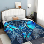 Blue Butterfly Blanket for Womens Girls Dream Catcher Throw Blanket Gifts for Kids Boys Soft Warm Cozy Flannel Blanket for Couch Sofa Bed 60"x80"