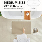 Pale Beige Bathroom Rug, Waffle Bath Mat Non Slip Washable Super Absorbent Quick Dry Boho Farmhouse Bathroom Decor, 36''x24'' Pale Beige