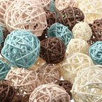Patelai 72 Pcs Wicker Rattan Balls Decorative Balls for Vase Centerpiece Bowls Orbs Filler for Spring Summer Craft Home Decor, 4 Sizes(Light Blue, Light Brown, Dark Brown, White)
