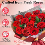 ADDWel Valentine's Gifts for Her, Preserved Red Rose Bouquet – Real Long-Lasting Flowers Gift for Wife, Girlfriend, Mom – Romantic Vday, Anniversary, Birthday, Graduation Gifts for Women