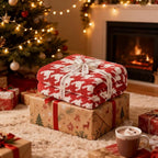 Snuggle Sac Christmas Throw Blanket - Soft Holiday Blanket for Couch, Gift for Family - Houndstooth Red, 50x60 Inches