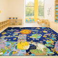 Galaxy 8x10 Educational Kids Rug for Classroom – Interactive Solar System Design with Planets, Spaceships, Astronauts & Fun Characters – Perfect for STEM Learning & Creative Play Spaces