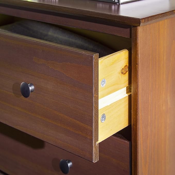 Walker Edison Modern Tall 4-Drawer Solid Wood Dresser Bedroom Storage Drawer Organizer Closet Hallway, 40 Inch, Walnut