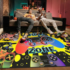 Gaming Rug for Living Room Colorful Large Area Rug 4x6 ft Gamer Room Decor for Boys Girls Gamer Rug for Gaming Room Floor Mat 3D Video Game Area Carpet for Bedroom,Game Room & Dorm