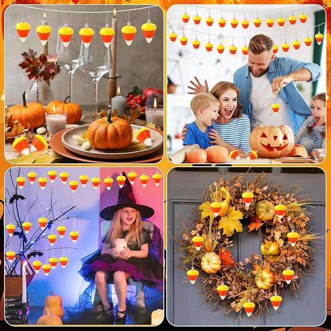JULMELON 24Pcs Halloween Hanging Ornaments Candy Corn Decorations Halloween Tree Decoration Candy Corn Ornaments for Home Party Decor