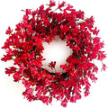 Spring Wreath for Front Door, 24 Inch Spring Red Forsythia Wreath Blossom Cluster Flower Farmhouse Wreath on Grapevine for Festival Celebration Front Door Wall Window Decoration Home Decor
