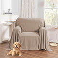 MYSKY HOME Armchair Couch Cover, Sofa Covers Washable Couch Covers for Dogs Sofa Cover Sofa Slipcovers Non Slip Furniture Protector Cover, Soft Thick Sofa Throws, 71" x 91", Khaki