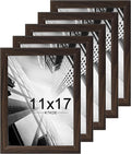 KTKDE 11x17 Picture Frame Set of 5, Wooden frames Walnut, Vertical & Horizontal Wall Hanging for Wall Display,Studio Gallery Photo Frame for Photos, Posters & Art Prints