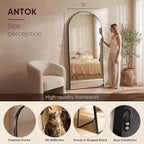 Antok Full Length Mirror, 71"x32" Floor Mirror, Arched Floor Standing Freestanding Arch Full Body Mirrors with Stand for Bedroom, Hanging Mounted for Living Room Cloakroom,Black