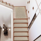 PURE ERA Carpet Stair Treads Tape Free Non Slip Indoor Stair Carpet Stair Protectors Pet-Friendly Non-Slip Skid Resistant Washable Reusable 8" x 30"(2 Pieces,Cream Gray Mini-Diamond Trellis)
