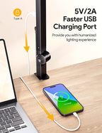 MediAcous LED Desk Lamp with Clamp, 20W 3 Lights Desk Light for Home Office, Flexible Swing Arm, Control Box, 4 Color Modes, 4 Brightness, Memory Function, Eye-Caring Clip on Lamp for Workbench