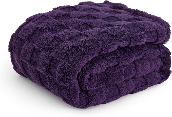 Bedsure GentleSoft Twin Blanket for Bed - Super Soft Cozy Blankets for Women Men Girls, Cute Fuzzy Fleece Throws for Bedroom Couch, Purple, 60x80 Inches