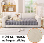 Waterproof Dog Bed Cover Non Slip Couch Covers for Dogs Washable Soft Faux Fur Sofa Cover Couch Covers for 3 Cushion Couch Sofa Pet Friendly (Grey)