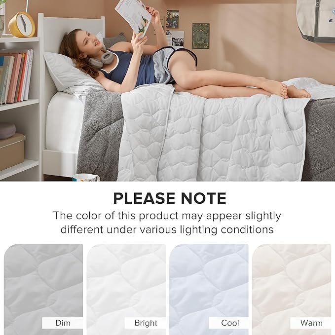 Comfort Spaces Twin Quilt Set Modern Reversible Ogee Coverlet Twin Bedding Set Cozy Quilted Winter Layer, All Season Lightweight Soft Twin Size Quilt, Kienna, Twin/Twin XL White Ogee 2 Piece