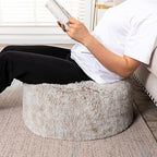 Ottoman Pouf Unstuffed Round Foot Rest Poof Ottoman No Filler Floor Foot Stool Pouf Bean Bag Cover with Storage for Living Room Bedroom Snow Coffee
