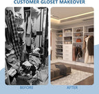 Modular Closet System, 66" Wide Closet Organizer System with Towers and Hanging, Wood Closet Tower Storage for Walk In Closets, Wall Mounted Wardrobe Organizer Kit System, Bedroom, White
