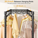 P5 Plus Rolling Clothes Rack Heavy Duty, Clothing Racks for Hanging Clothes, Metal Garment Rack with Wheels, 3-Tier Portable Closet Rack 45'' W × 20.5'' D × 80.5'' H, Max Load 660 Lbs, Black