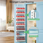 SNTD Over the Door Pantry Organizer - 8 Tier Adjustable Pantry Door Spice Organizer, Large Capacity Hanging Door Spice Rack for Kitchen Pantry Organizers and Storage (White, 12.3" W x 4.7" D x 69" H)